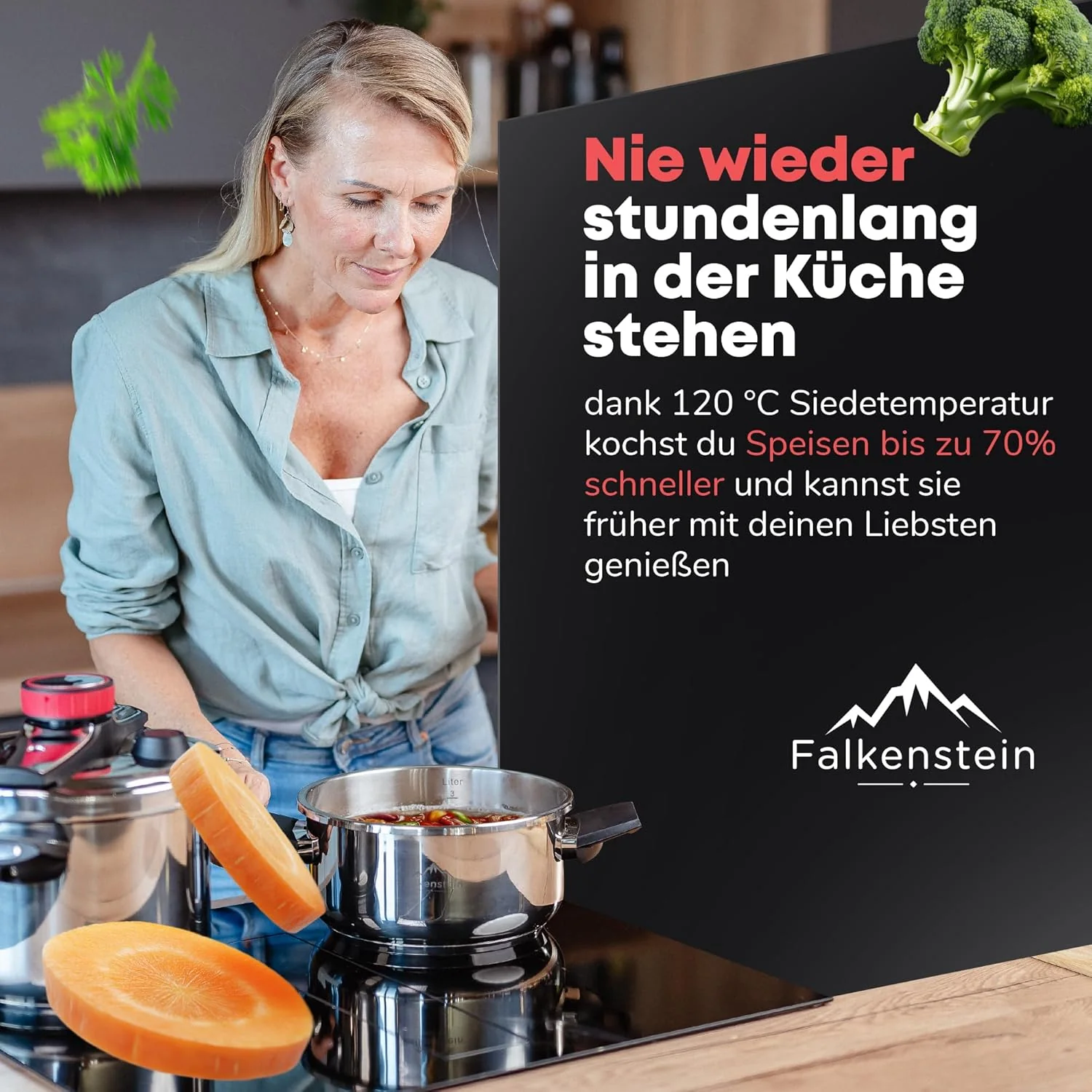 𝐅𝐚𝐥𝐤𝐞𝐧𝐬𝐭𝐞𝐢𝐧 Schnellkochtopf 4l [𝐕𝐚𝐫𝐢𝐚𝐧𝐭𝐞 𝐨𝐡𝐧𝐞 𝐆𝐚𝐫𝐤𝐨𝐫𝐛], geeignet für alle Herdarten > Pressure Cooke - Image 3