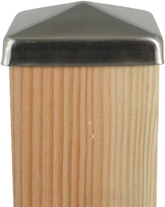 10× Pfostenkappe Edelstahl 9×9 cm (91×91 mm) – rostfreie Pyramiden-Abdeckung für Holzpfosten – witte - Image 6