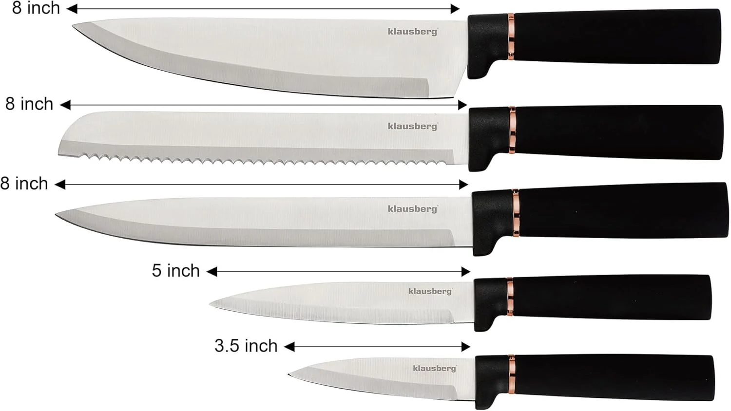 10-teilig Küchenmesser-Set Kochmesser Set Messerset im Block mit Schneidebrett-Set KLAUSBERG KB-7834 - Image 3