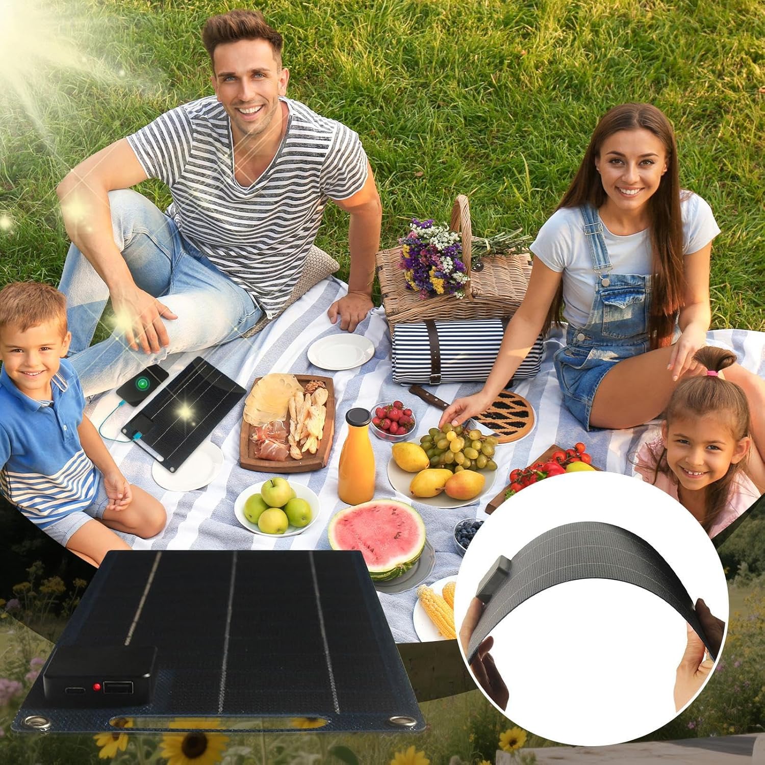 100 W Solarpanel | Outdoor-USB-Telefon-Ladegerät 100 W – wasserdichte Ladebank für den Aussenbereich - Image 7