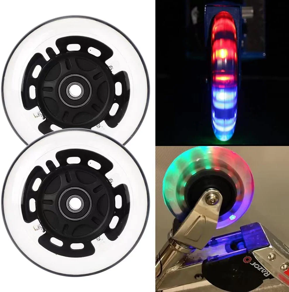 100mm Leuchtende Scooter Räder - 2 Stück 100mm led Scooter Rollen räder mit ABEC-9 Lager - hell leuc - Image 7