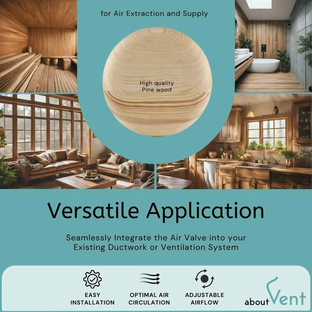 100mm Rund Holz Tellerventil für Sauna - Abluft Zuluft Lüftungsventil - Anemostat, Diffusor, Lüftung - Image 5