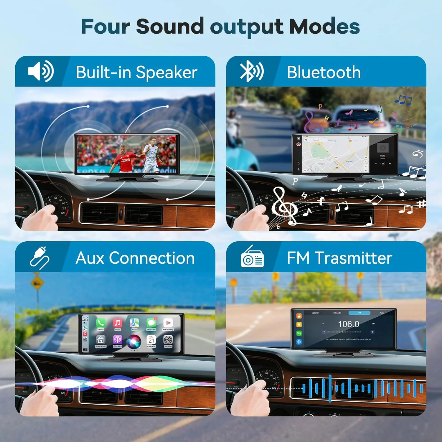 11 Zoll für Apple Carplay Display & Android Auto Display: Car Play Display mit GPS Navigation 4K Das - Image 4