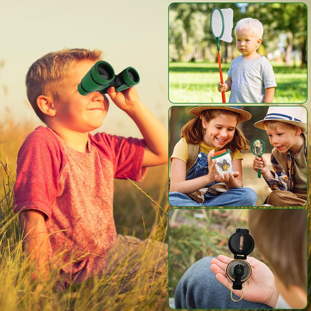 11Pcs Forscherset für Kinder, Entdecker Set für Kinder Mit Fernglas Kinder, Insektenfänger, Kompass, - Image 4