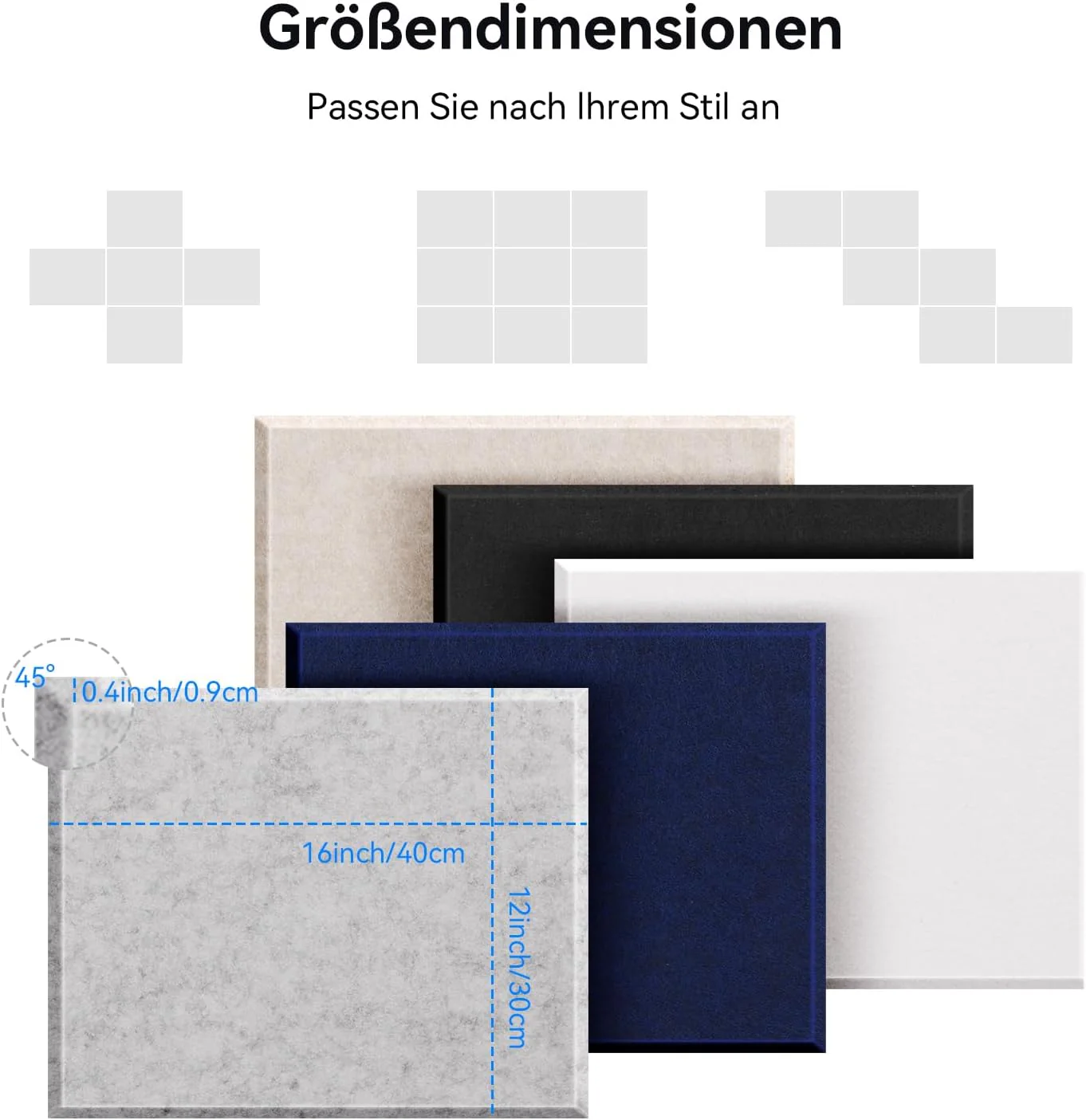 12 Stück Akustikplatten selbstklebend, Abdeckung 1.44㎡, 30*40*0.9cm, Schallschutz & Schalldämmung fü - Image 4