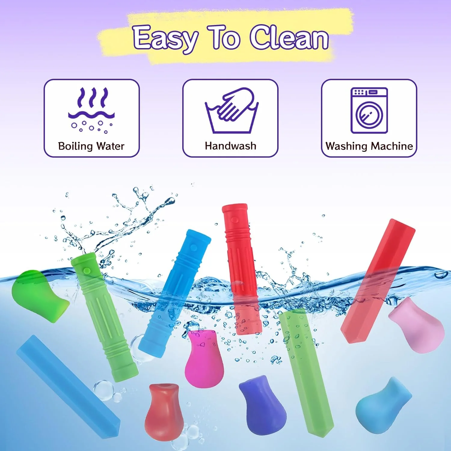 12 Stück Bleistift Kauschutz Stifte Silicone Kaukappen Stifte Pencil Topper Bleistiftkappe Stifthalt - Image 5