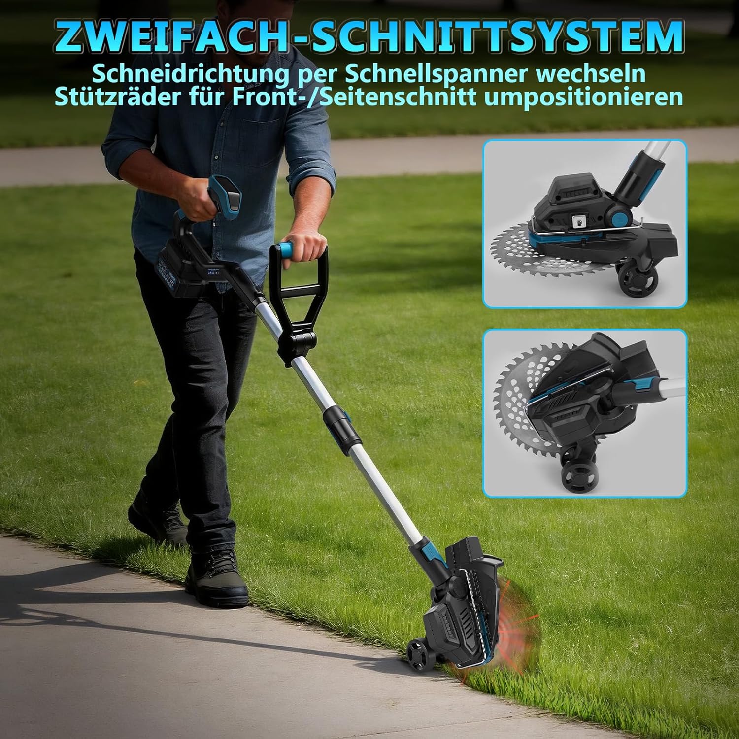 1200W Akku Rasentrimmer Kompatibel mit Makita Akku 18V, 7-In-1 Bürstenloser Akku Freischneider mit 9 - Image 5