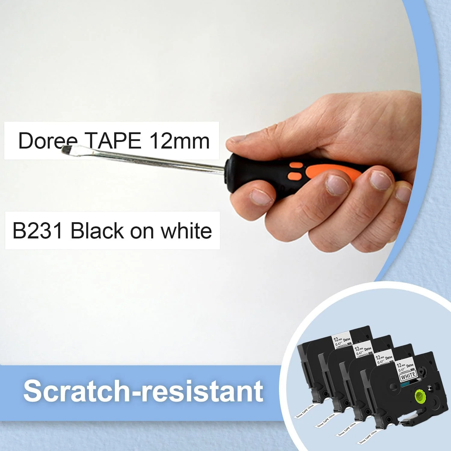 12x DOREE Tze231, Compatible with Brother tz 231 Tze-231 P-touch Schriftband,schwarz auf weiss, 12mm - Image 4
