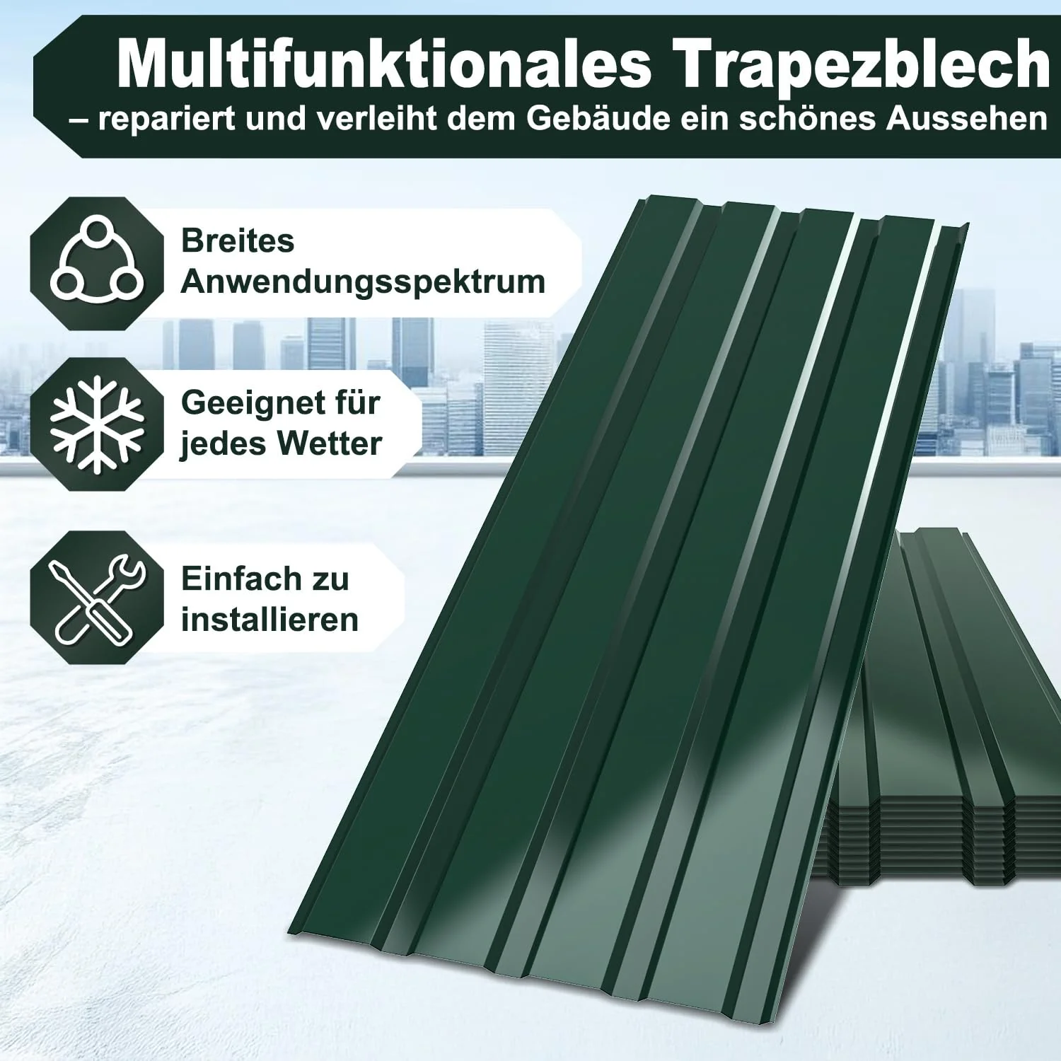 12x Profilblech Trapezblech Dachplatten Stahlblech 115x45cm = 6m² Wellblechplatten für Dach Metall D - Image 3