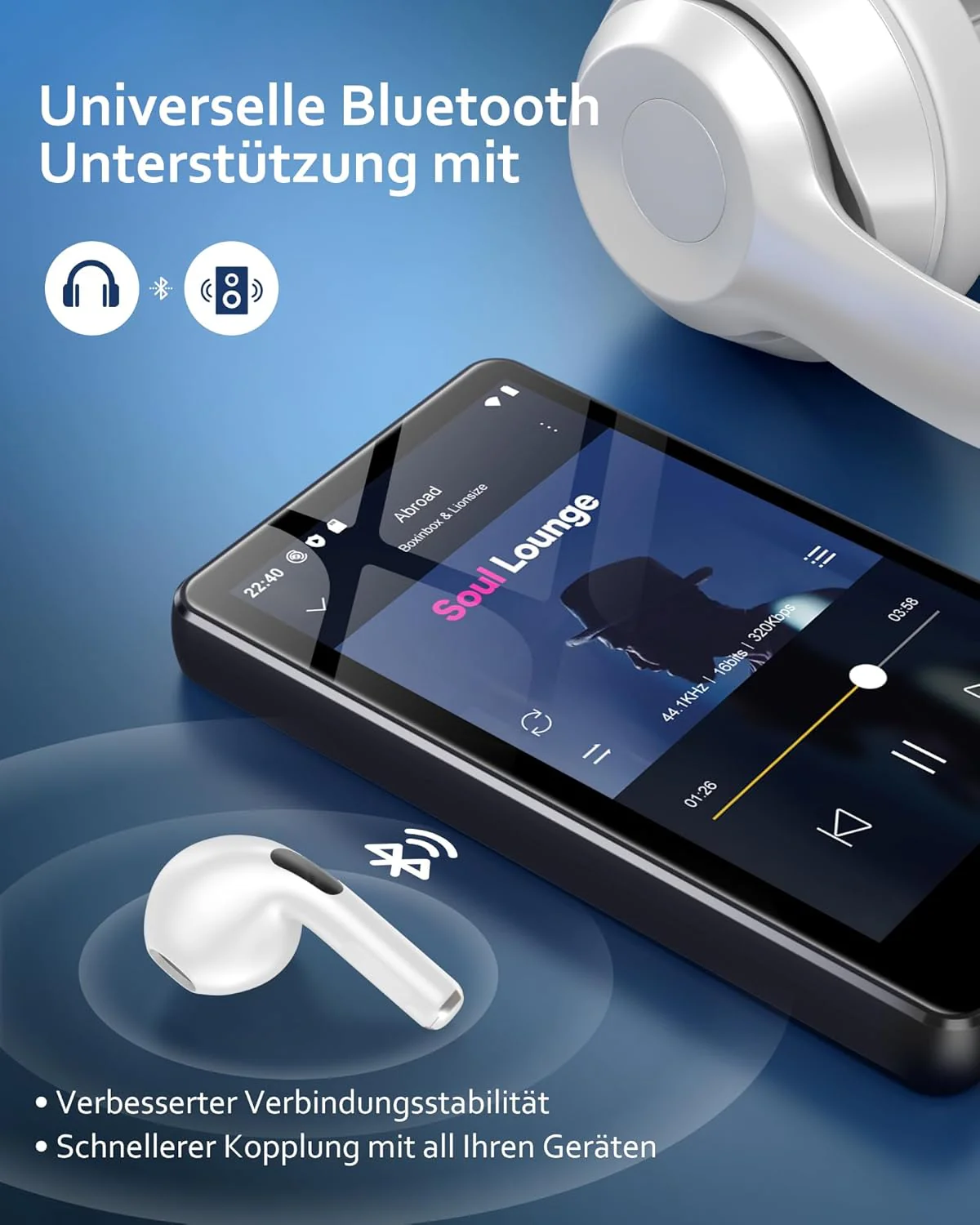 144GB MP3 Player Spotify mit Bluetooth & WLAN, 4,02 Zoll Touchscreen Musik Player mit Integriertem S - Image 3