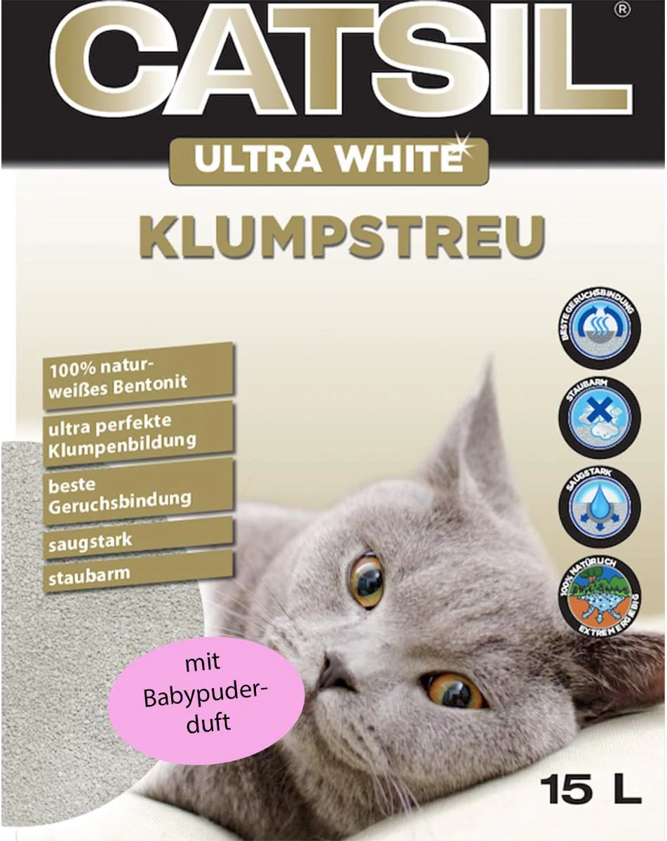 15 l White Cat mit Babypuderduft Klumpstreu Katzenstreu - Image 5