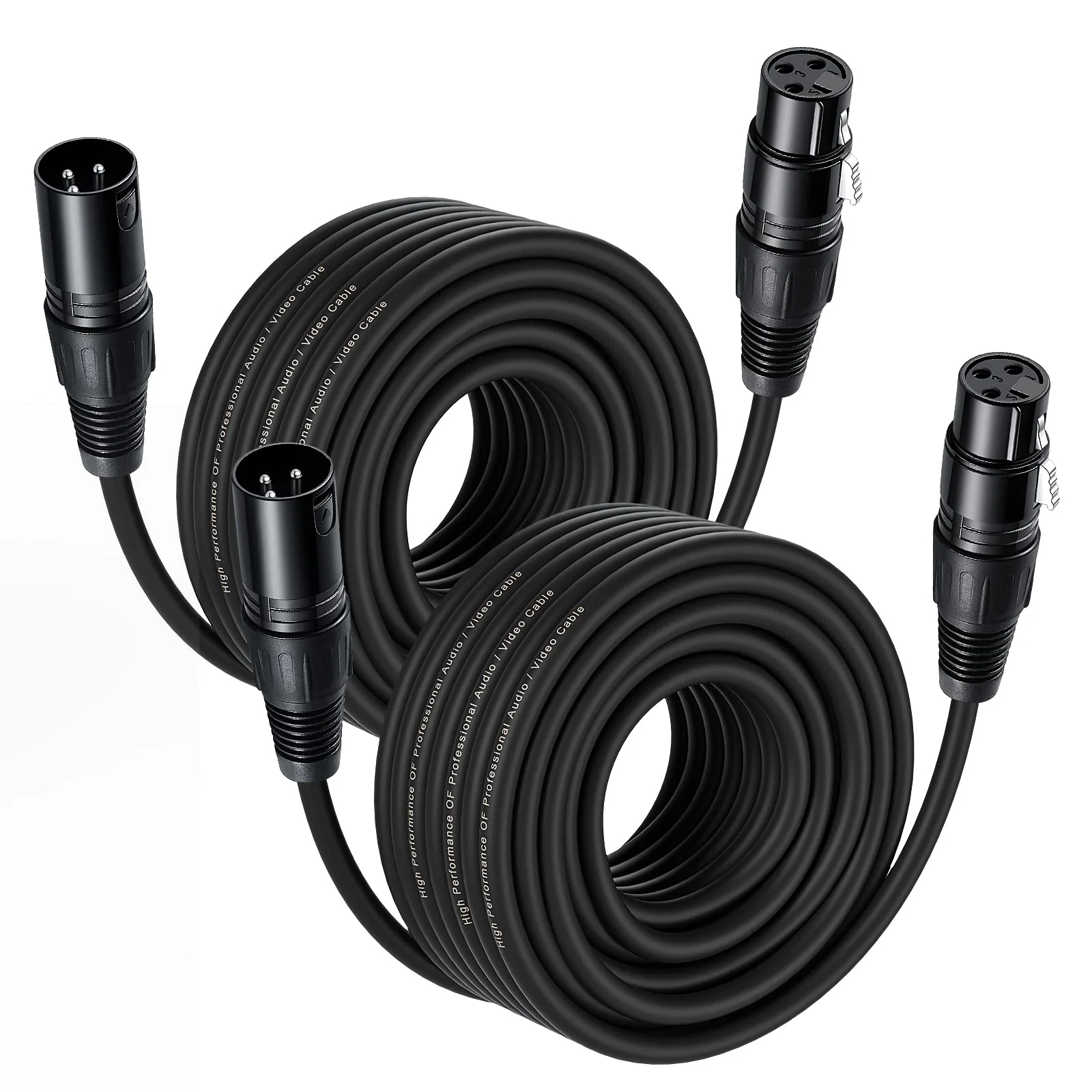 15M XLR Cable, 2 Pack 50ft Balanced Microphone XLR Male to Female Extension Cable Jack Extender Cord