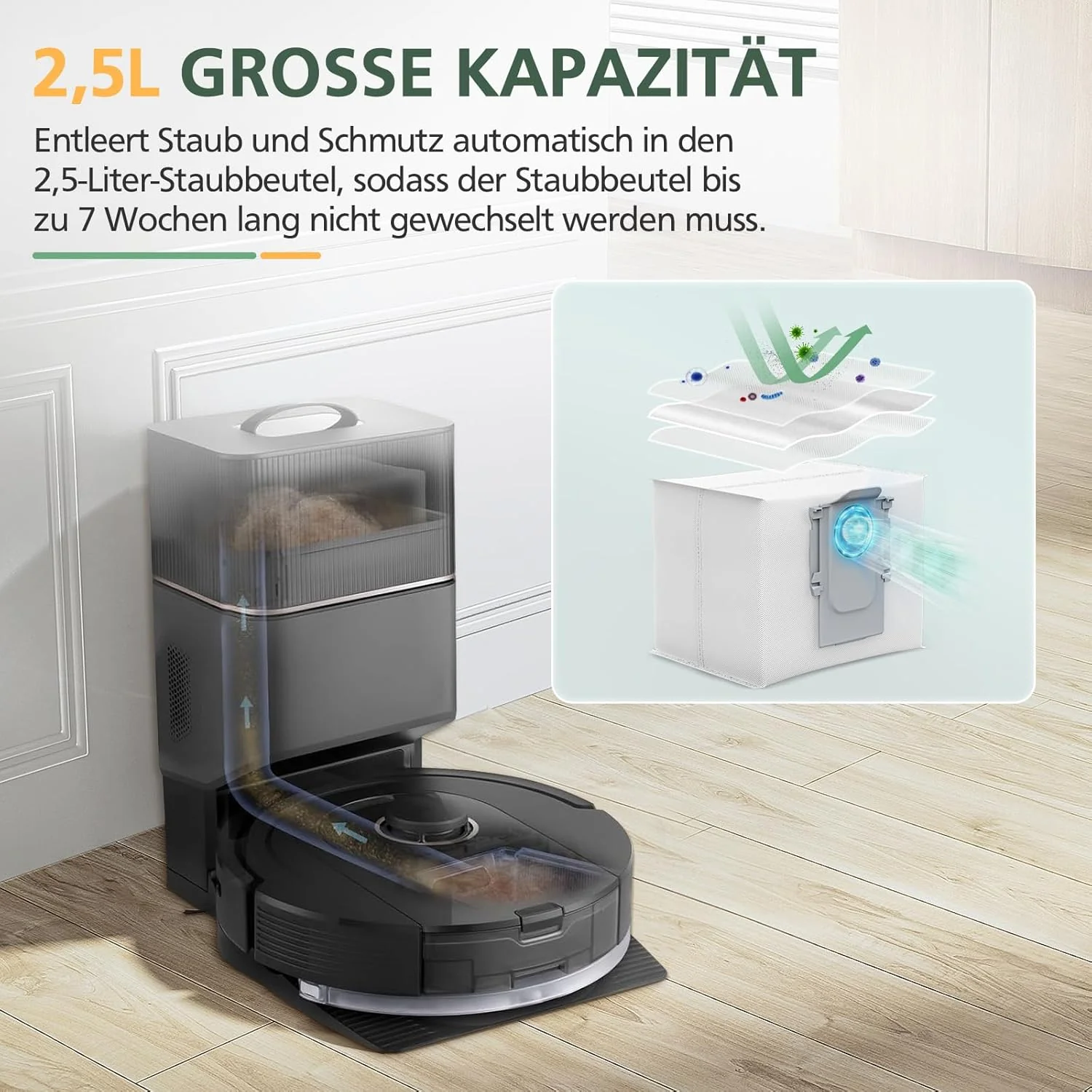 17 Stück Zubehör für Roborock Q5 Pro+ /Q5 Pro/ Q8 Max+ /Q8 Max Staubsauger, 2 Hauptbürsten, 2 HEPA-F - Image 5