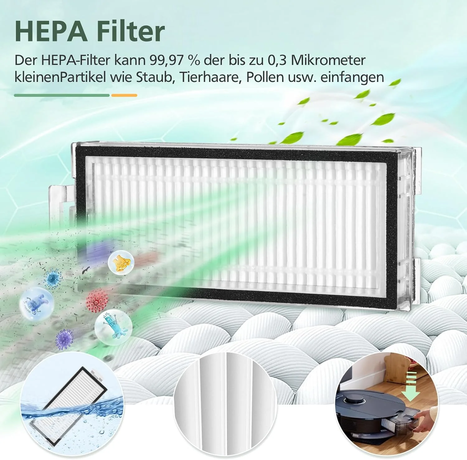 17 Stück Zubehör für Roborock Q5 Pro+ /Q5 Pro/ Q8 Max+ /Q8 Max Staubsauger, 2 Hauptbürsten, 2 HEPA-F - Image 7