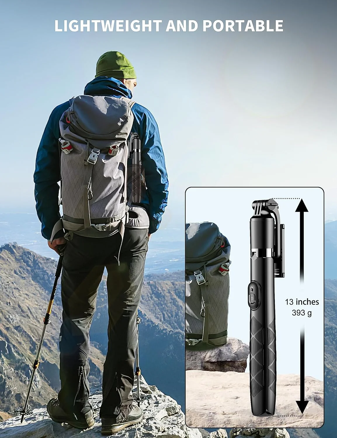 180cm Handy Stativ Ständer & Selfie Stick, Handyhalter mit Abnehmbarer Fernbedienung, Smartphone Sta - Image 5