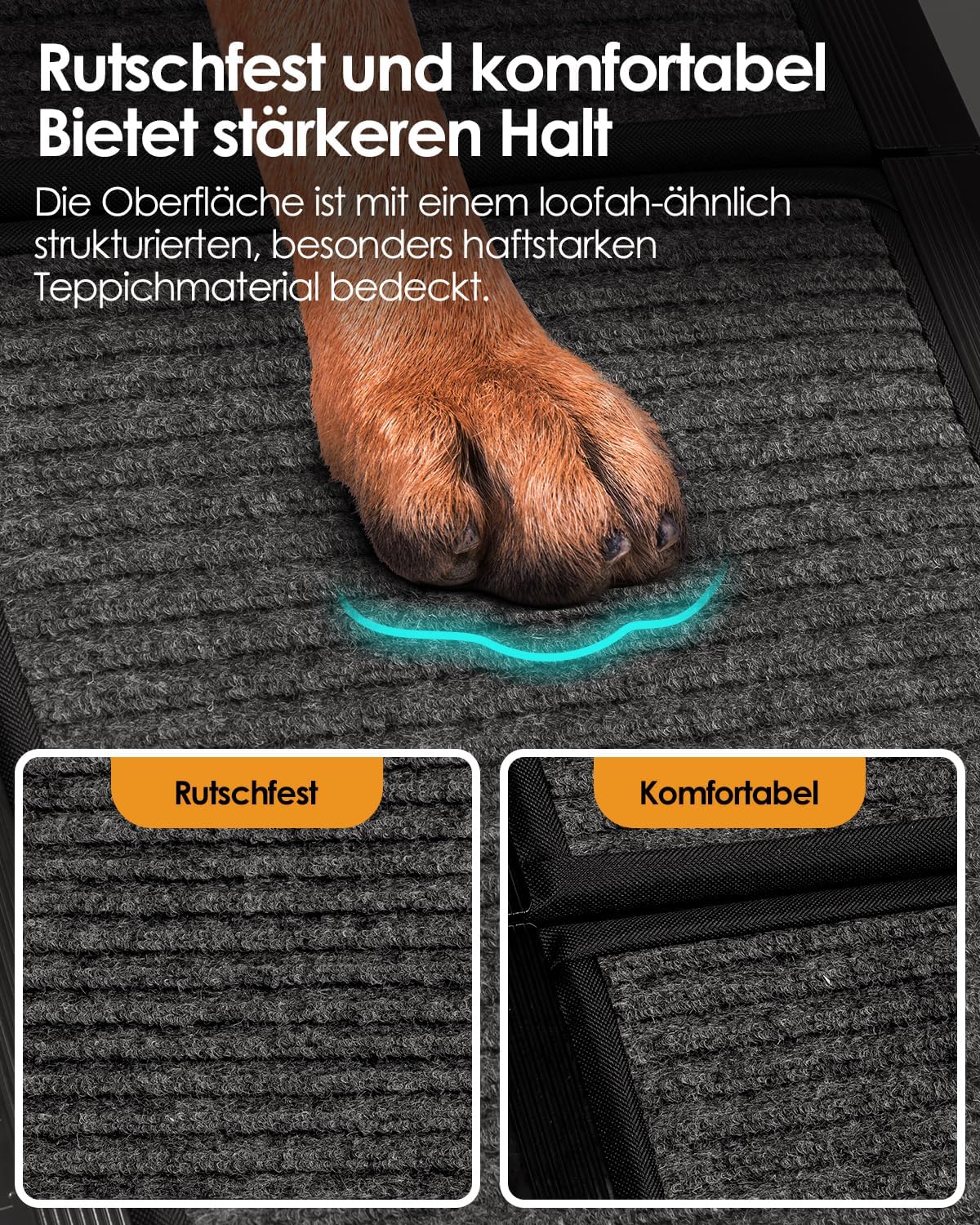 180cm Hunderampe Auto Klappbar, Hundetreppe Auto mit Rutschfester Teppich, rutschfest Hunderampen fü - Image 4