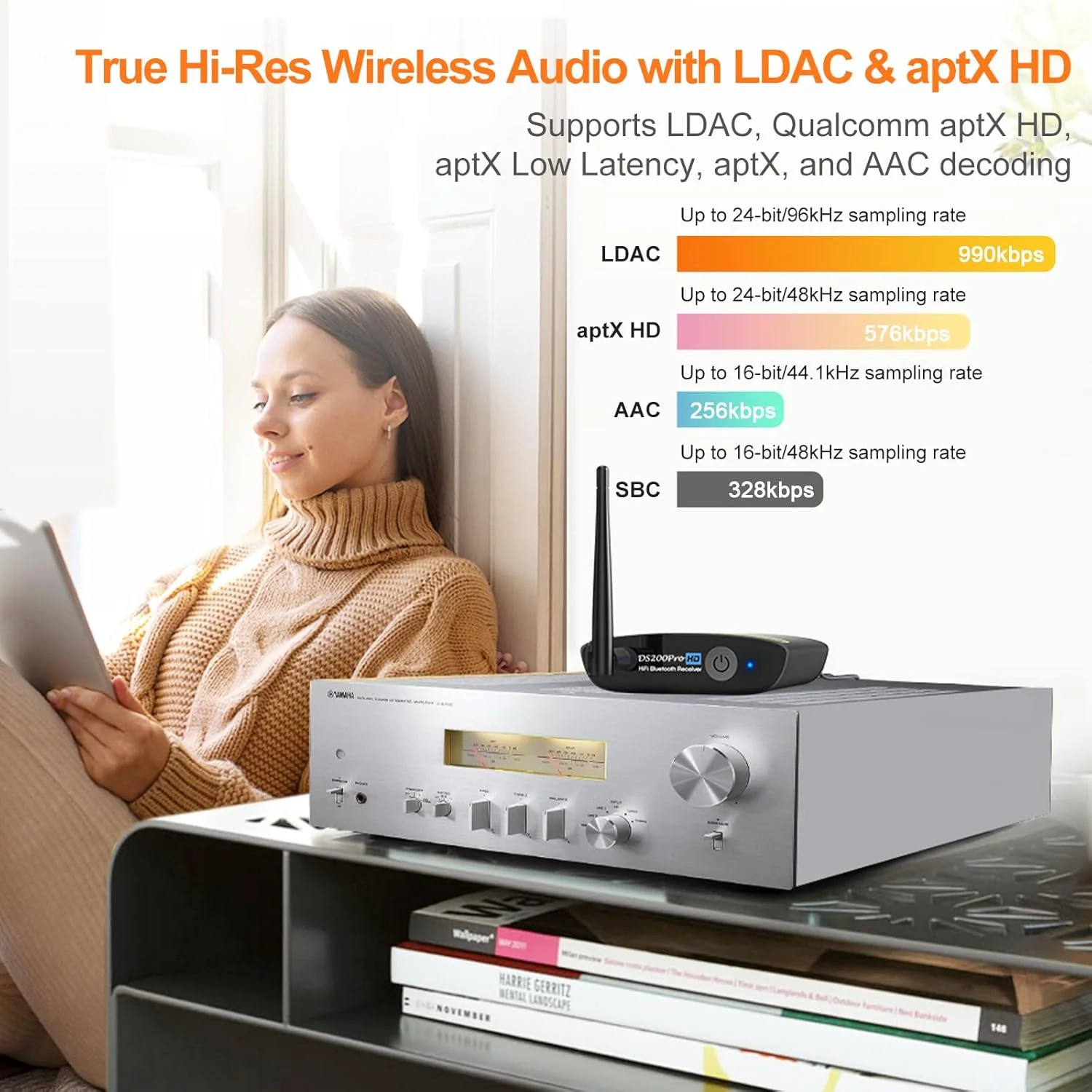 1Mii DS200 Pro HiFi Bluetooth Receiver mit LDAC & Audiophile DAC, Bluetooth 5.3 Audio Empfänger mit - Image 4