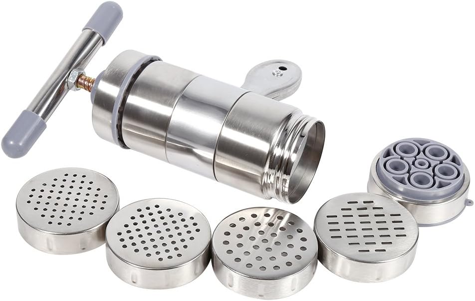 1Pc Pasta Maker Edelstahl Noddle Juicer Druckmaschine Machbar Handbetätigt Mit 5 Formköpfen - Image 7