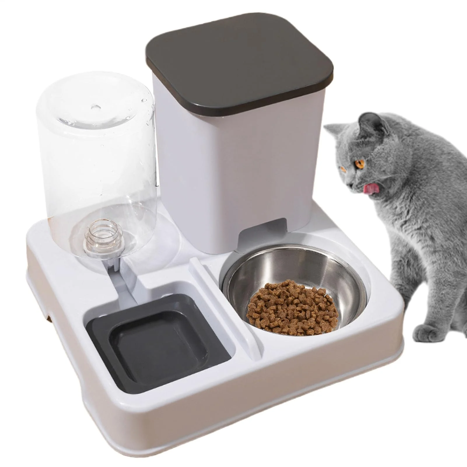 2-in-1 Automatischer Futterspender für Haustiere, Katzen- und Hundefutterspender und Wasserspender,