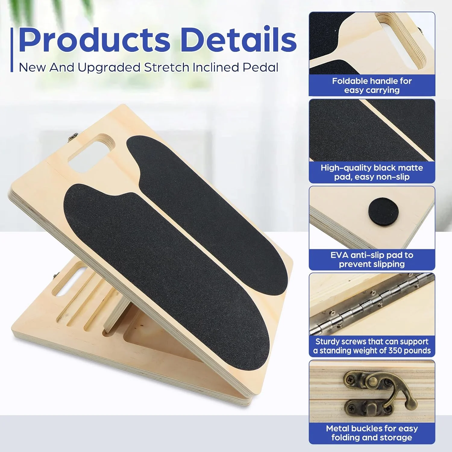 2-in-1 Balance Board & Schrägbrett – Holz Wadendehner Stretch Board für Calf Stretching, Mobilitätst - Image 3