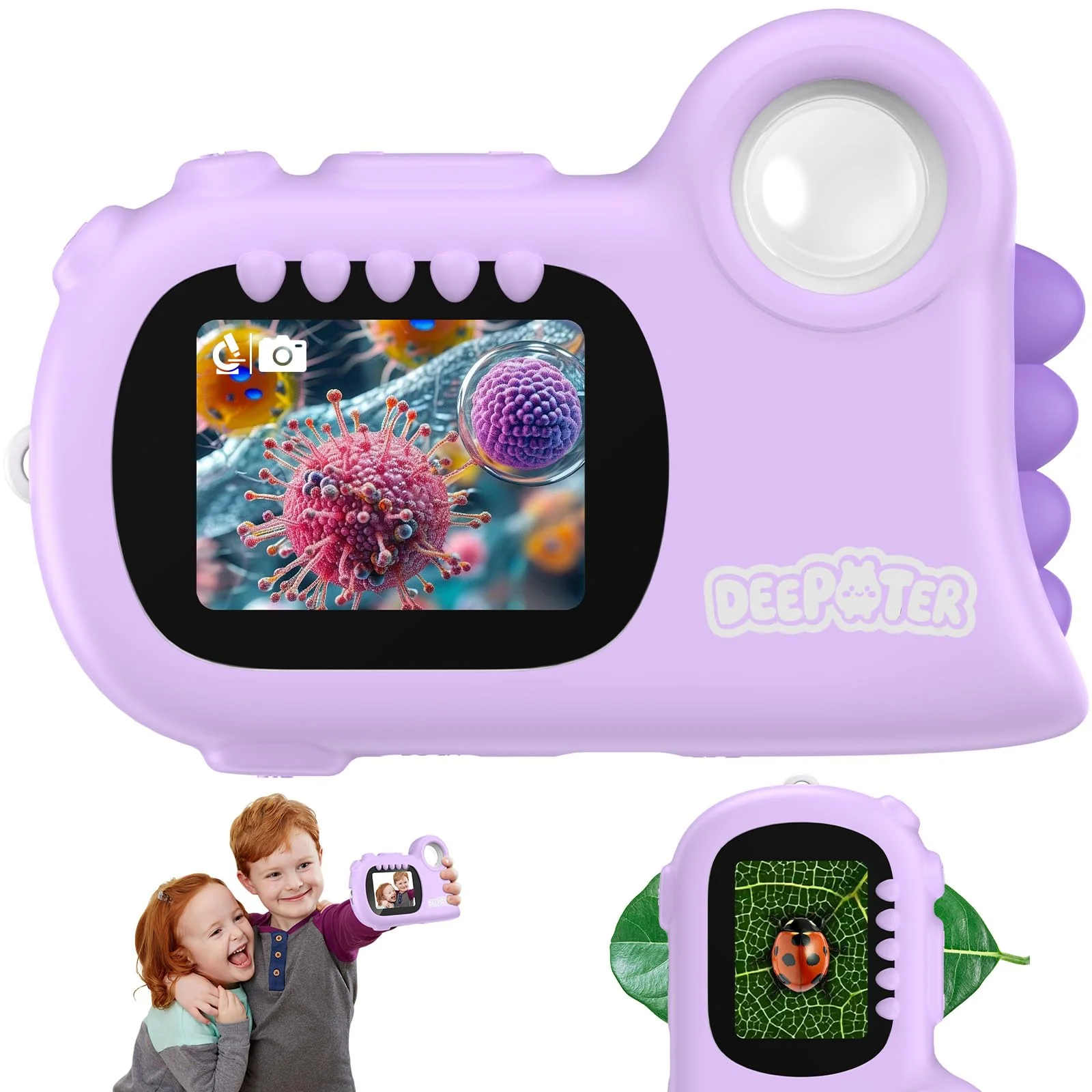 2 in 1 Mikroskop für Kinder, Deepoter 1000X Mikroskop Digital mit 2.0" IPS, Handy USB Mikroskop mit