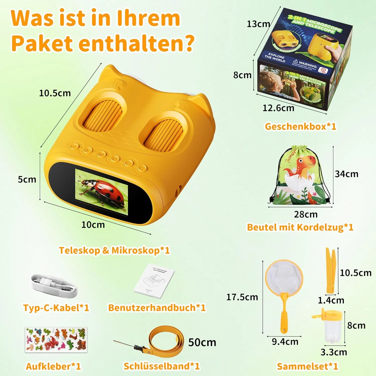 2-in-1 Mikroskop und Teleskop für Kinder, Tragbares Mini-Taschen-Mikroskop, USB Wiederaufladbares Ha - Image 3