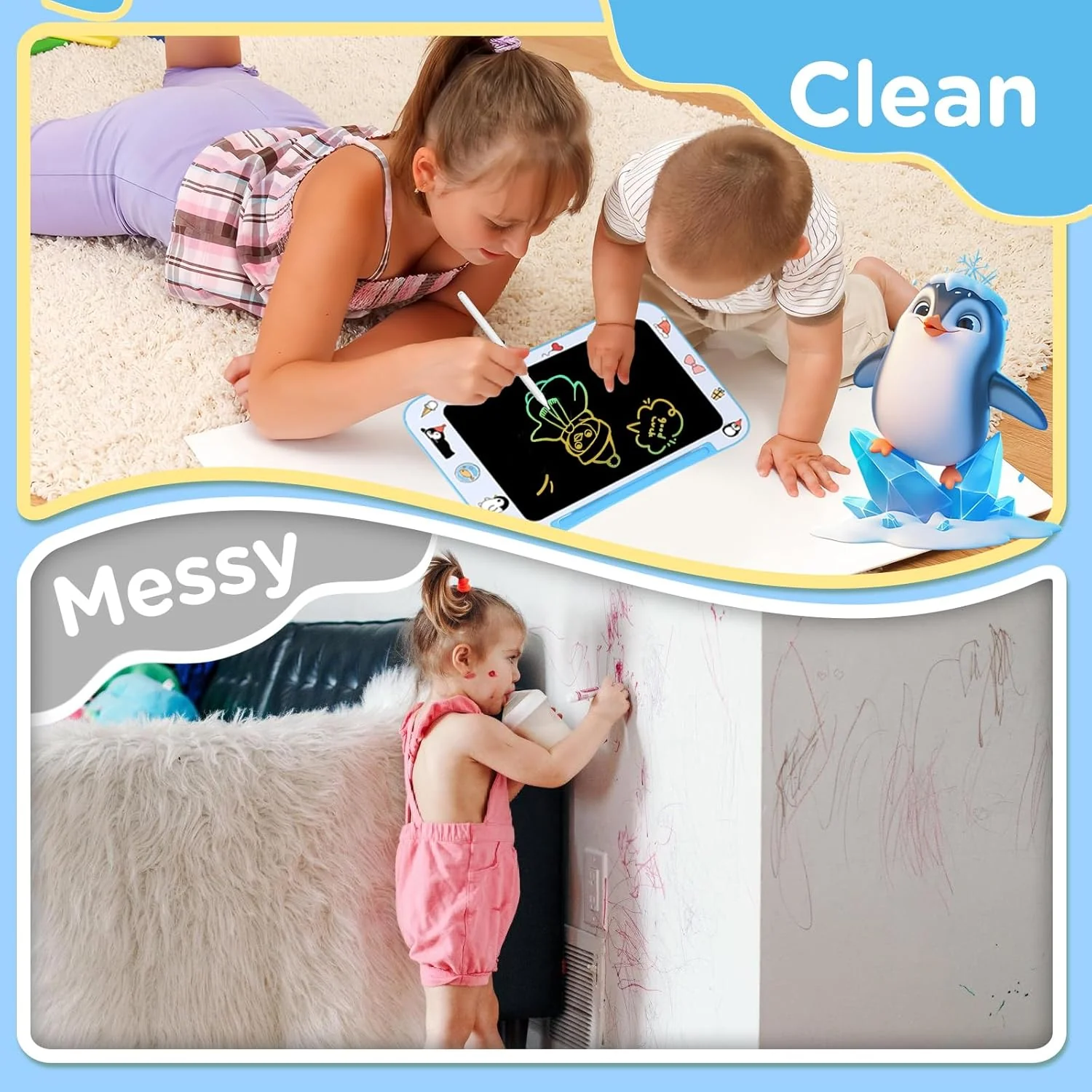 [2 Pack] Genialba LCD-Schreibbrett für Kinder, Zeichentafel mit farbigem Bildschirm für Mädchen im A - Image 5