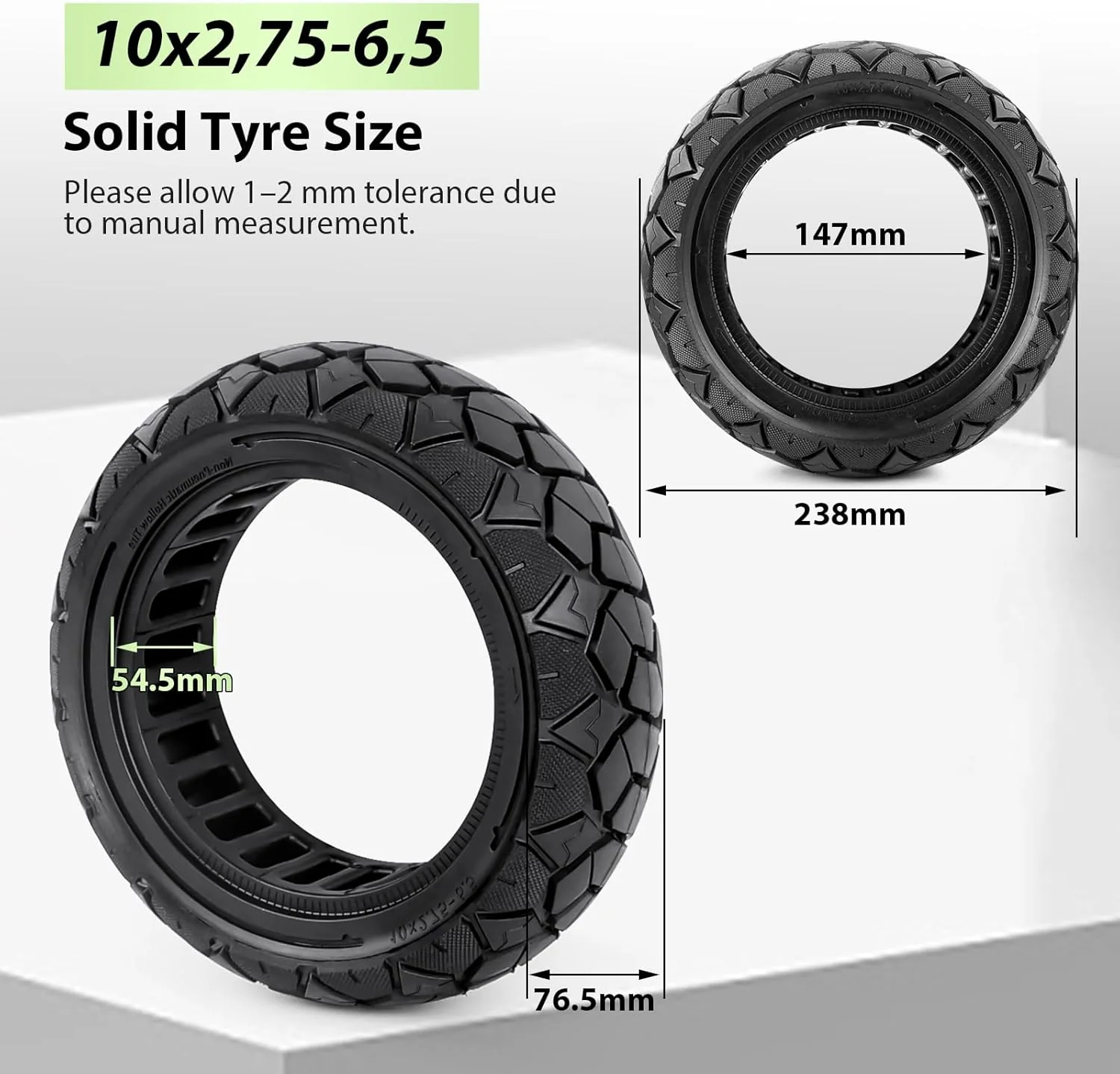 2 PCS 10 Zoll Vollreifen 10x2,75-6,5, Vollgummireifen 70/65-6.5 Ersatzreifen für Hiboy Max3, Dualtro - Image 2