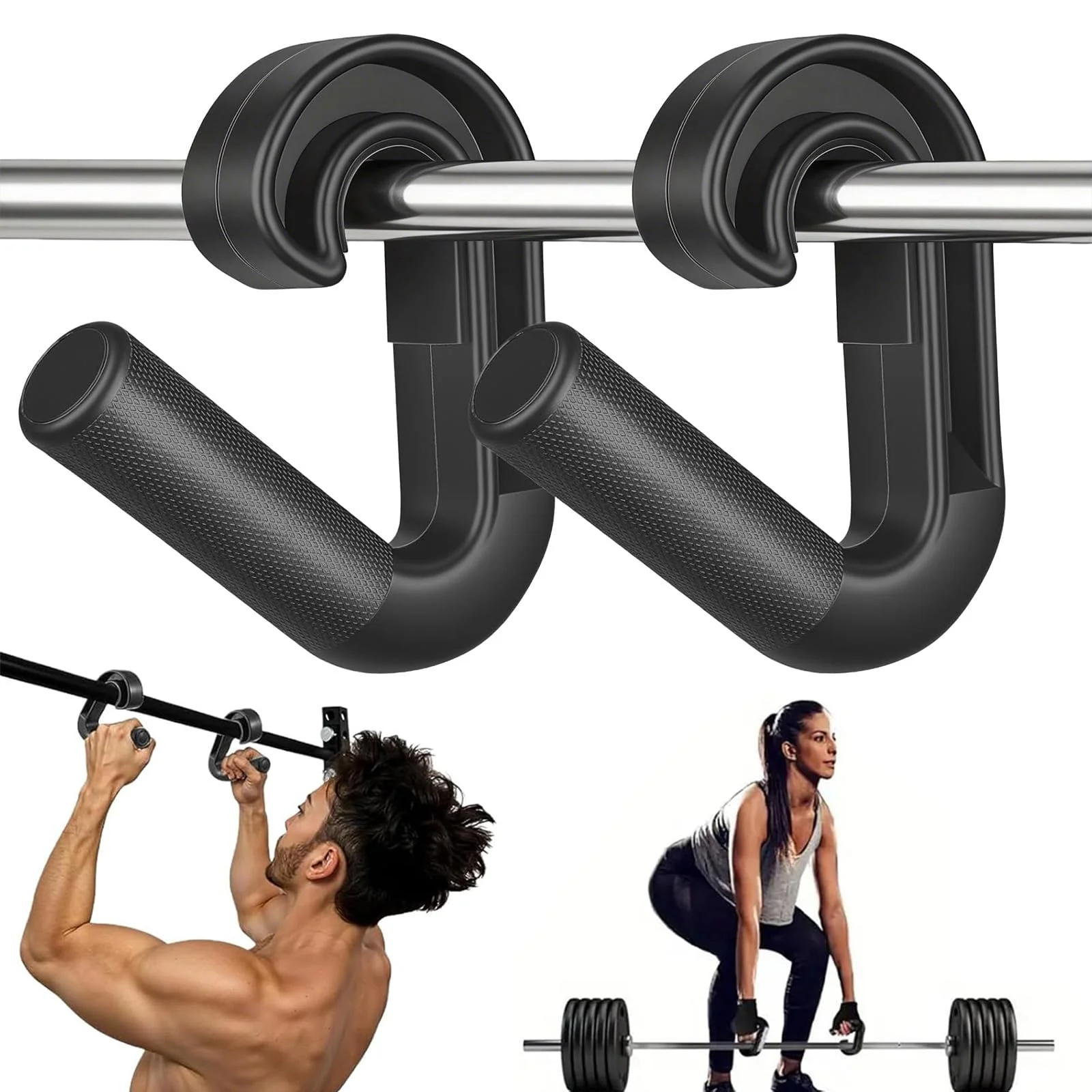 2 Stück Klimmzug Griffe Haken, D Griff Fitness Neutral Grip Griffbefestigung für Klimmzugstangen/Rüc