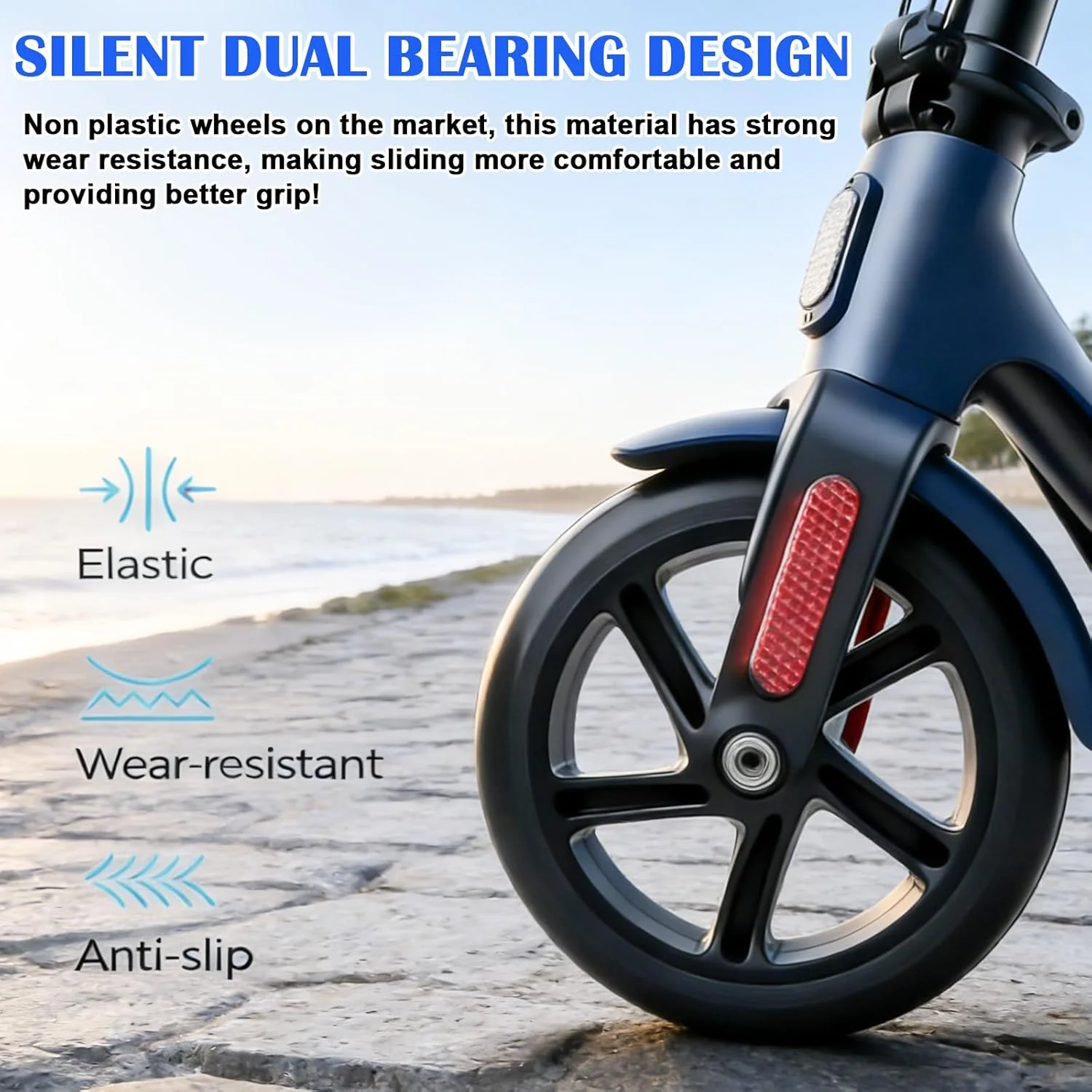 2 Stück Stunt Scooter Rollen 200mm, Ersatzräder mit Zweiachsig, Hochwertige Vollgummi-Rollen, Scoote - Image 6