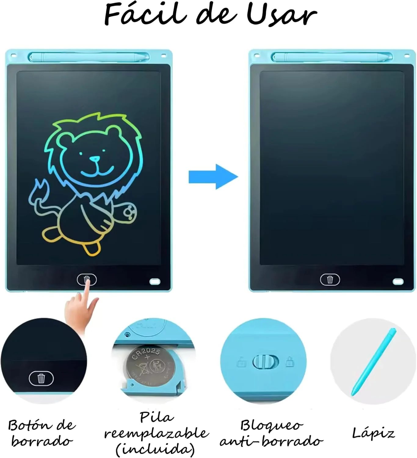 2 x Magnettafel für Kinder, 30,5 cm (12 Zoll) + Anleitung mit 100 Zeichnungen, Zaubertafel für Kinde - Image 6