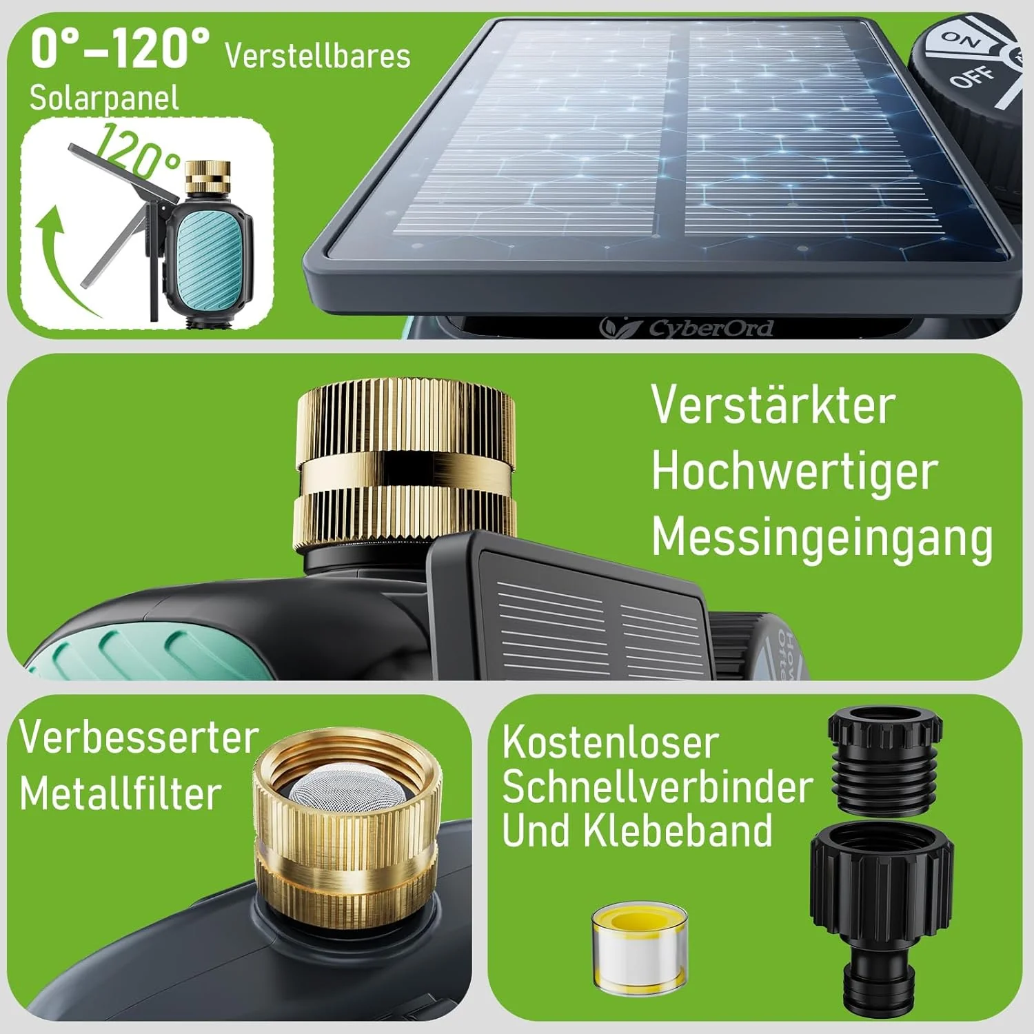 2-Zonen Solar Bewässerungscomputer, Automatische Bewässerung Wasser Zeitschaltuhr mit Solaraufladung - Image 7