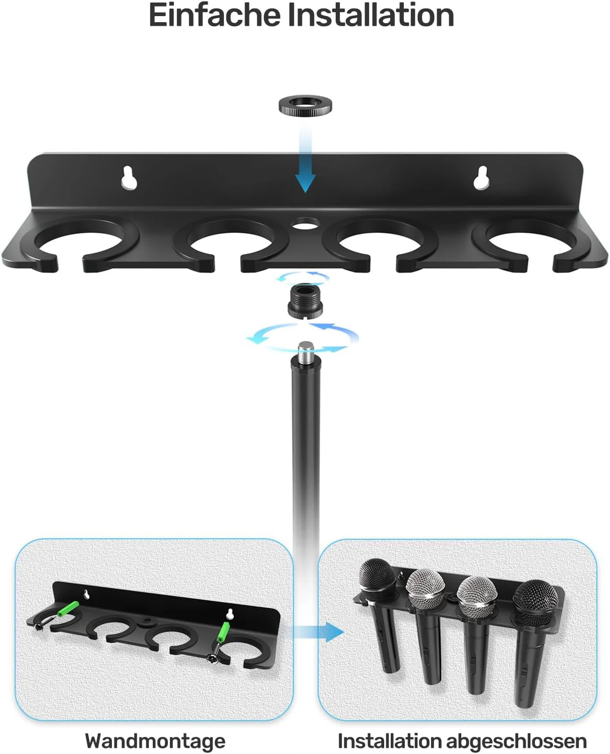 [2025 Upgrade] Multi-Mikrofonhalter für Mikrofonständer, Aufbewahrungs-Organizer für mehrere dynamis - Image 4