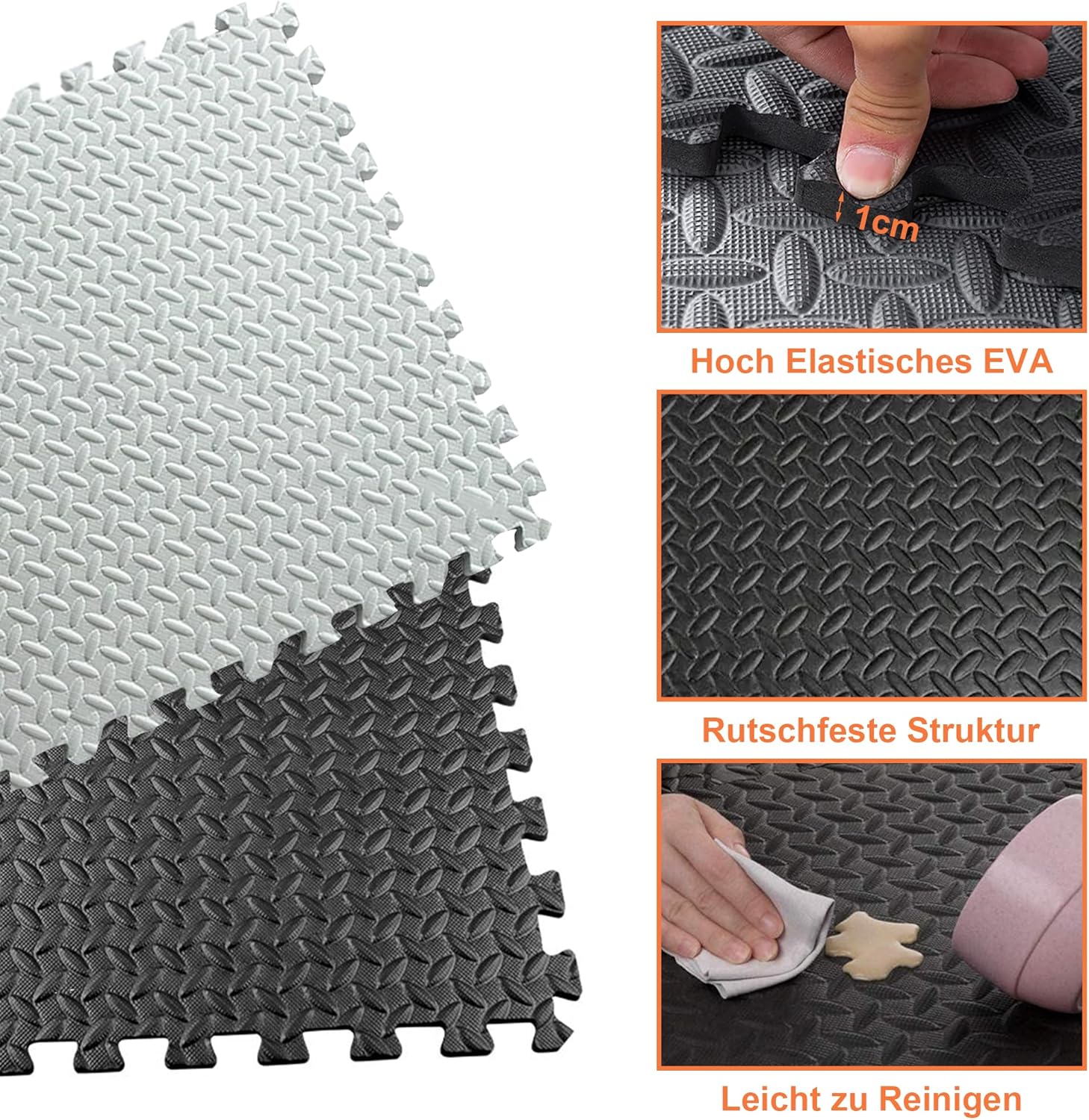 20PCS Bodenschutzmatten Sportgeräte-Matten 50X50X1cm mit Randstücken, 5㎡ rutschfest Eva Fitnessmatte - Image 5