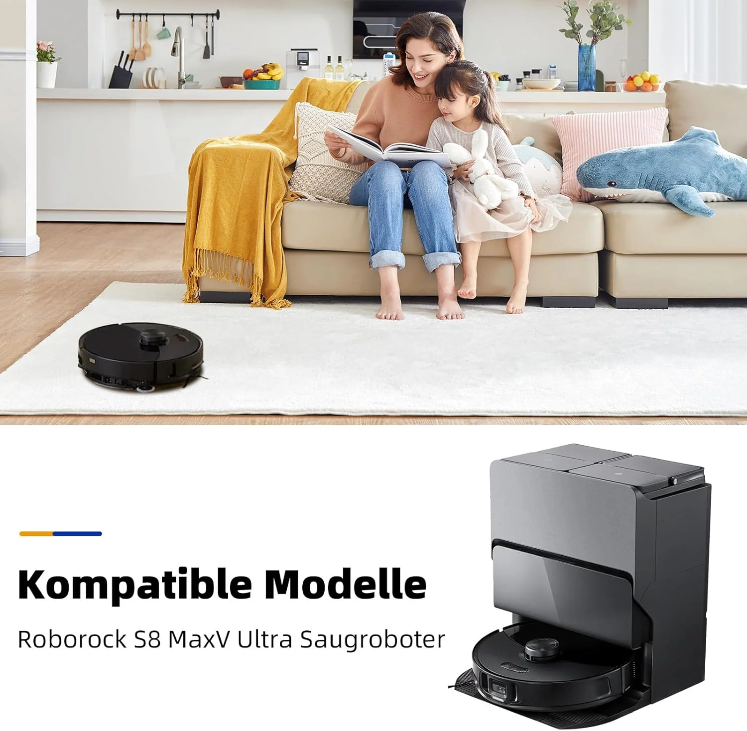 21 Stück Zubehör für Roborock S8 MaxV Ultra Saugroboter, Ersatzteile mit 2 Hauptbürste, 4 Staubbeute - Image 2