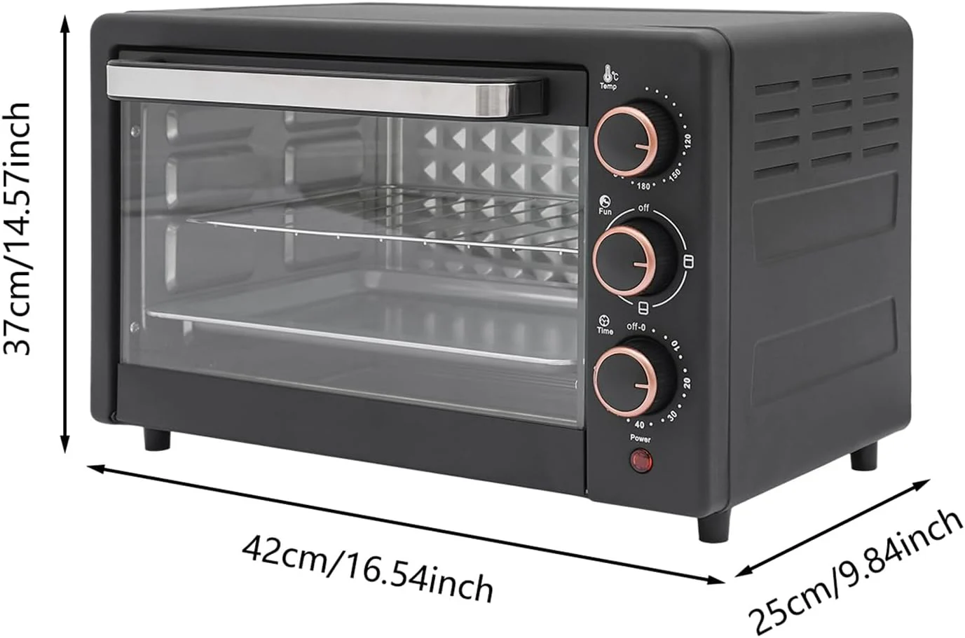 22L-Mini Backofen mit Überhitzungsschutz Pizzabackofen, 1000W-Elektrobackofen Inklusive Backblech un - Image 4