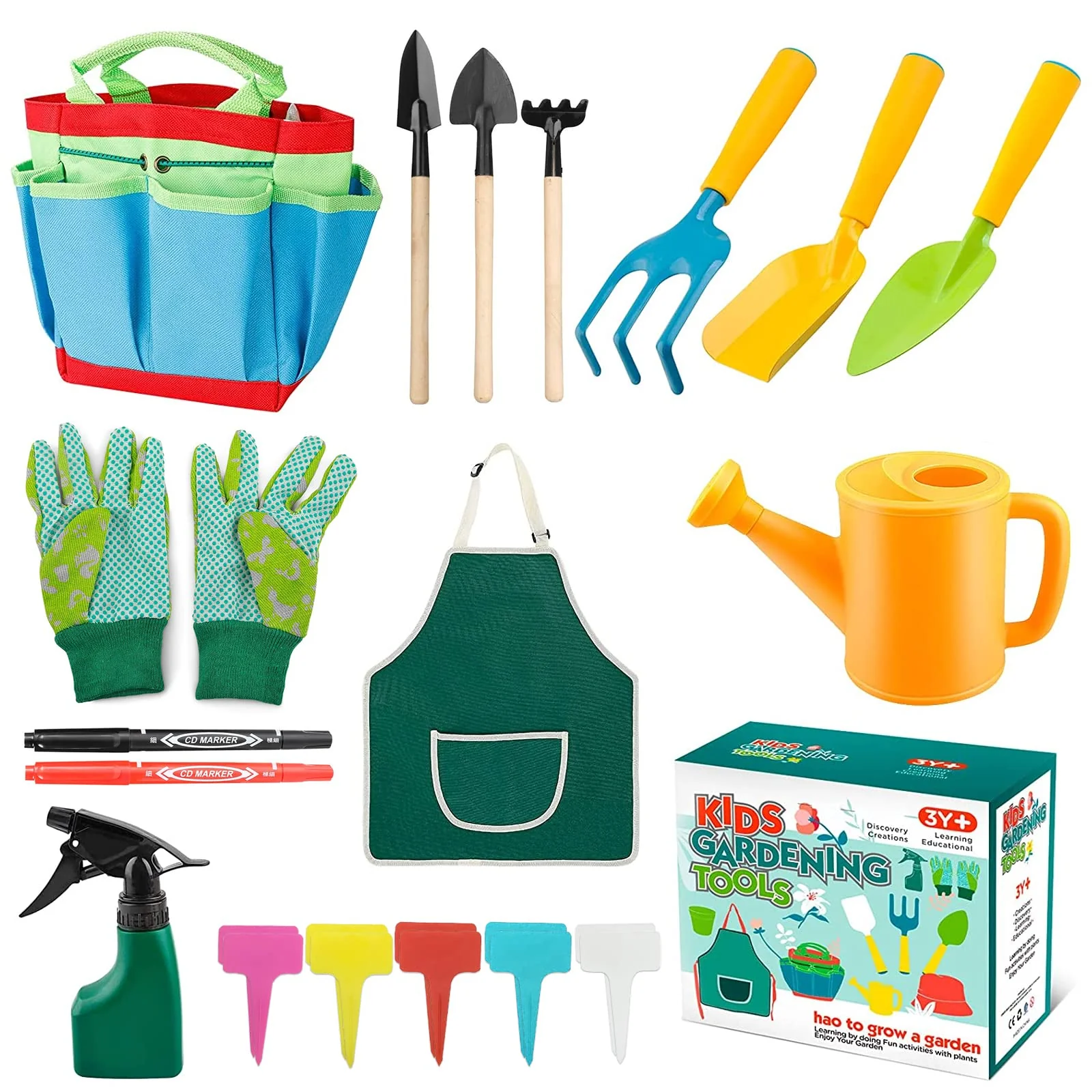23 Stück Kinder Gartenarbeit Set, Gartenset kinder Gartenarbeit, Gartenwerkzeug Kinders Mit Giesskan
