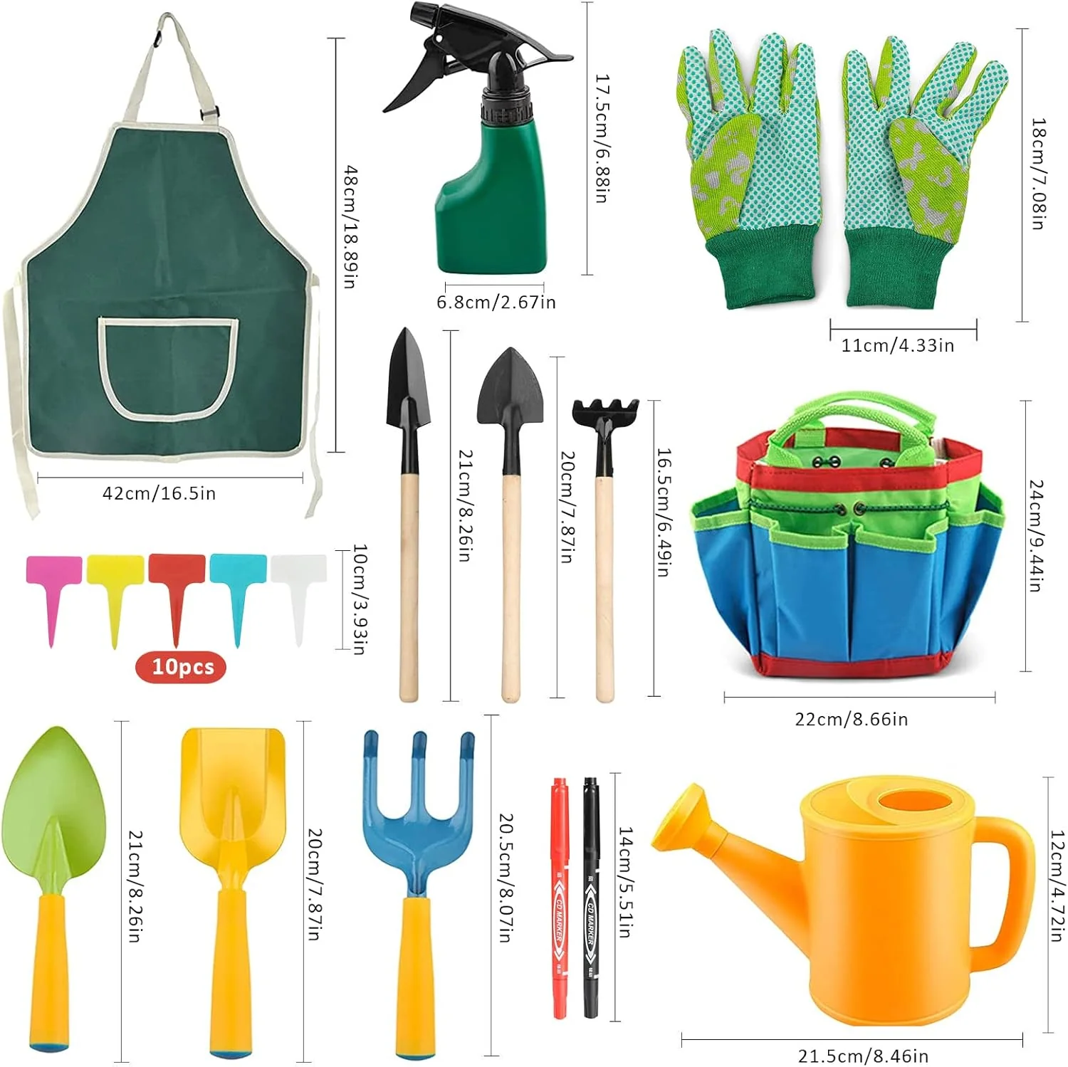 23 Stück Kinder Gartenarbeit Set, Gartenset kinder Gartenarbeit, Gartenwerkzeug Kinders Mit Giesskan - Image 2