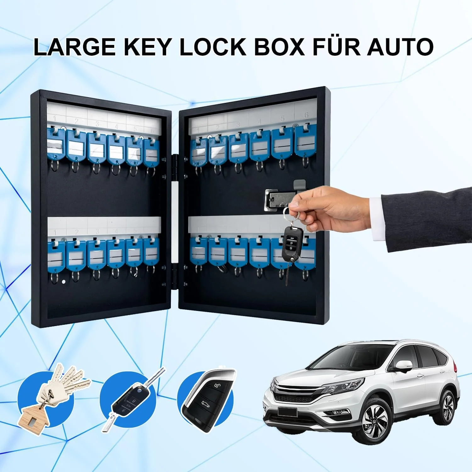 24 Schlüsseltresor mit Zahlencode und Schlüsselschloss,Schlüsselbox -Organizer,Schlüsselkasten-Wandh - Image 5
