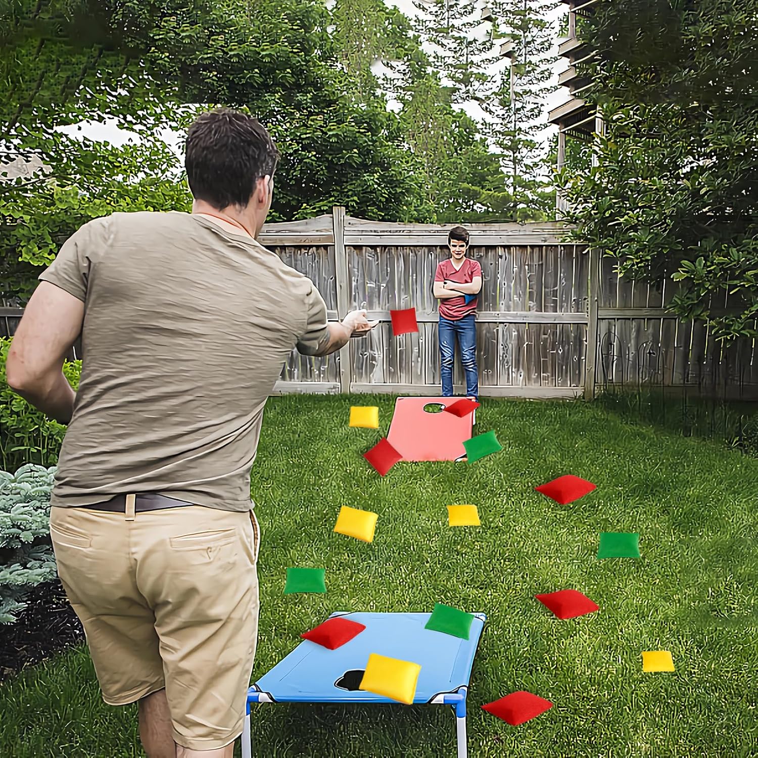 24 Stück Cornhole Säckchen,Wurfsäckchen für Cornhole Spiel,10 x 10 cm Nylon Sitzsäcke Werfen mit Tra - Image 7