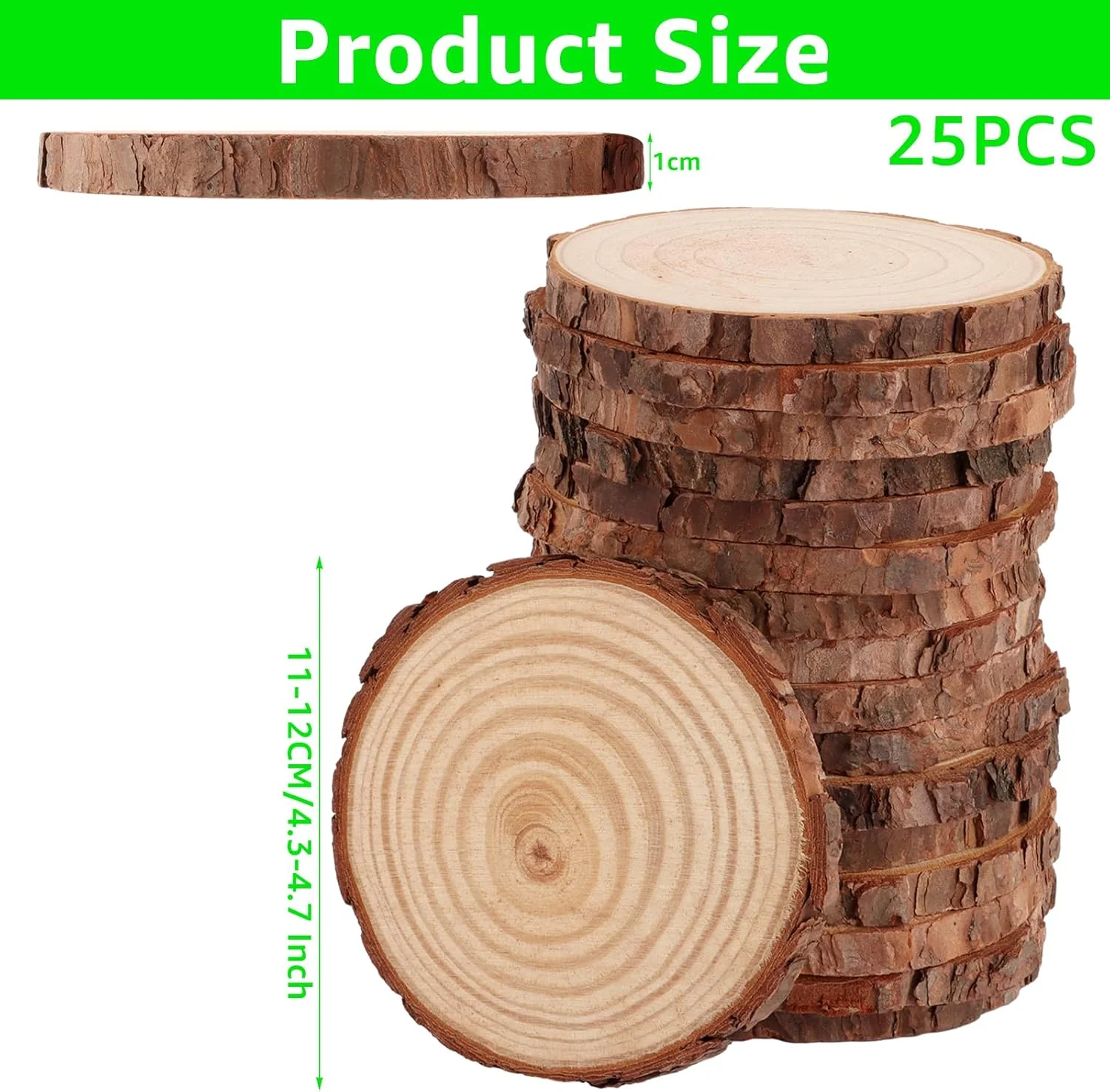 25 Stück Holzscheiben 11-12 cm Baumscheiben ohne Loch, Runde Holzscheibe, Baumscheibe Klein, Holzsch - Image 2