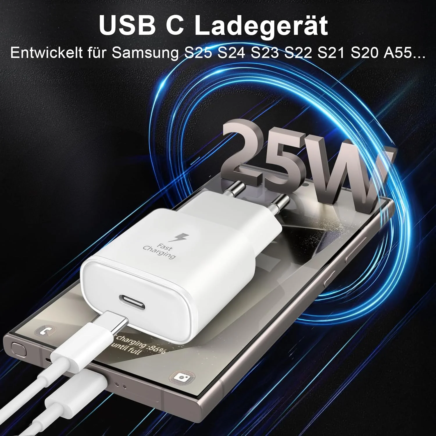 25W USB C Ladegerät Ladekabel für Samsung Galaxy S25 S24 S23 S22 S21 Ultra S20fe A56 A55 A54 A53 A52 - Image 2