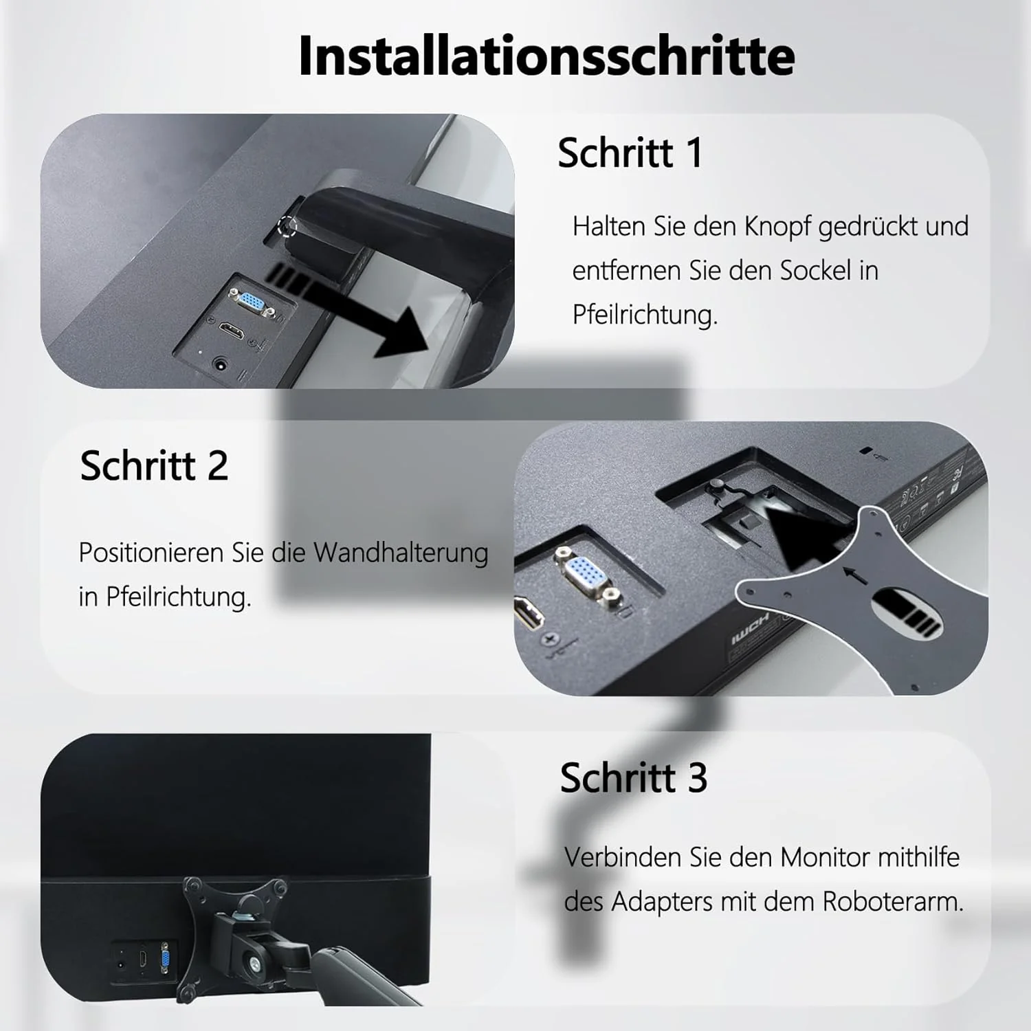 27M VESA-Halterungsadapter kompatibel mit HP Pavilion 22", 24", 27" Monitorarm/Halterung VESA-Bügela - Image 3