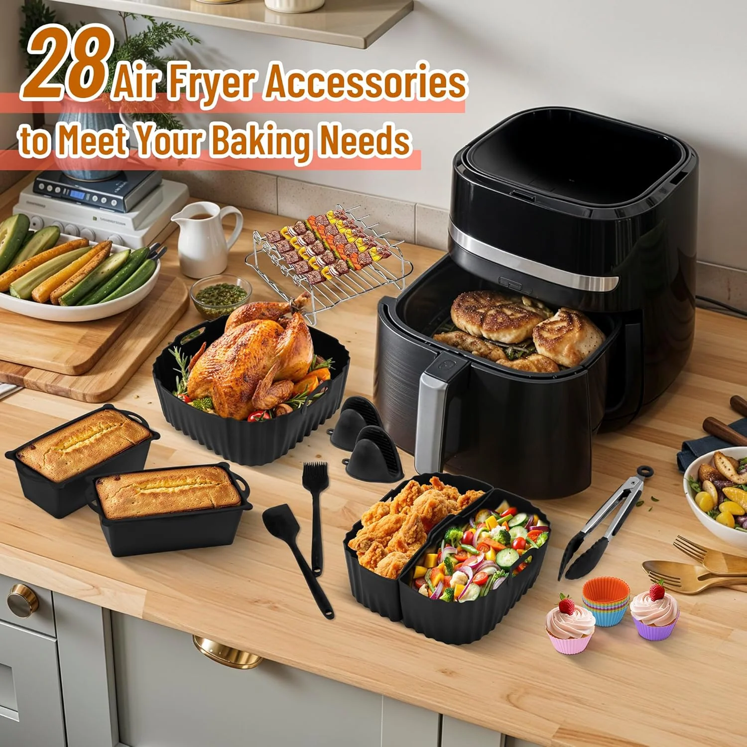 28 Stück Silikonform Heissluftfritteuse für Russell Hobbs Air Fryer xxl 8L 8,3L Zubehör für Russell - Image 6