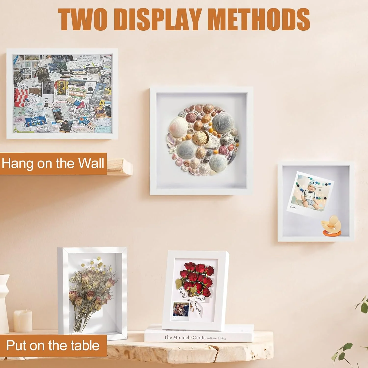 2er 3D Bilderrahmen 25 x 25 cm - 3D Objektrahmen Tiefer 3cm - 3D Bilderrahmen zum Befüllen - Objektr - Image 5