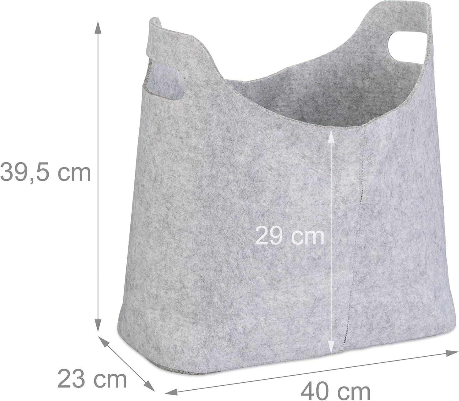 2er Set Filztaschen, faltbar, flexibel, Griffe, 20 Liter, Filz, Tragetasche, HxBxT: 39,5 x 40 x 23 c - Image 4