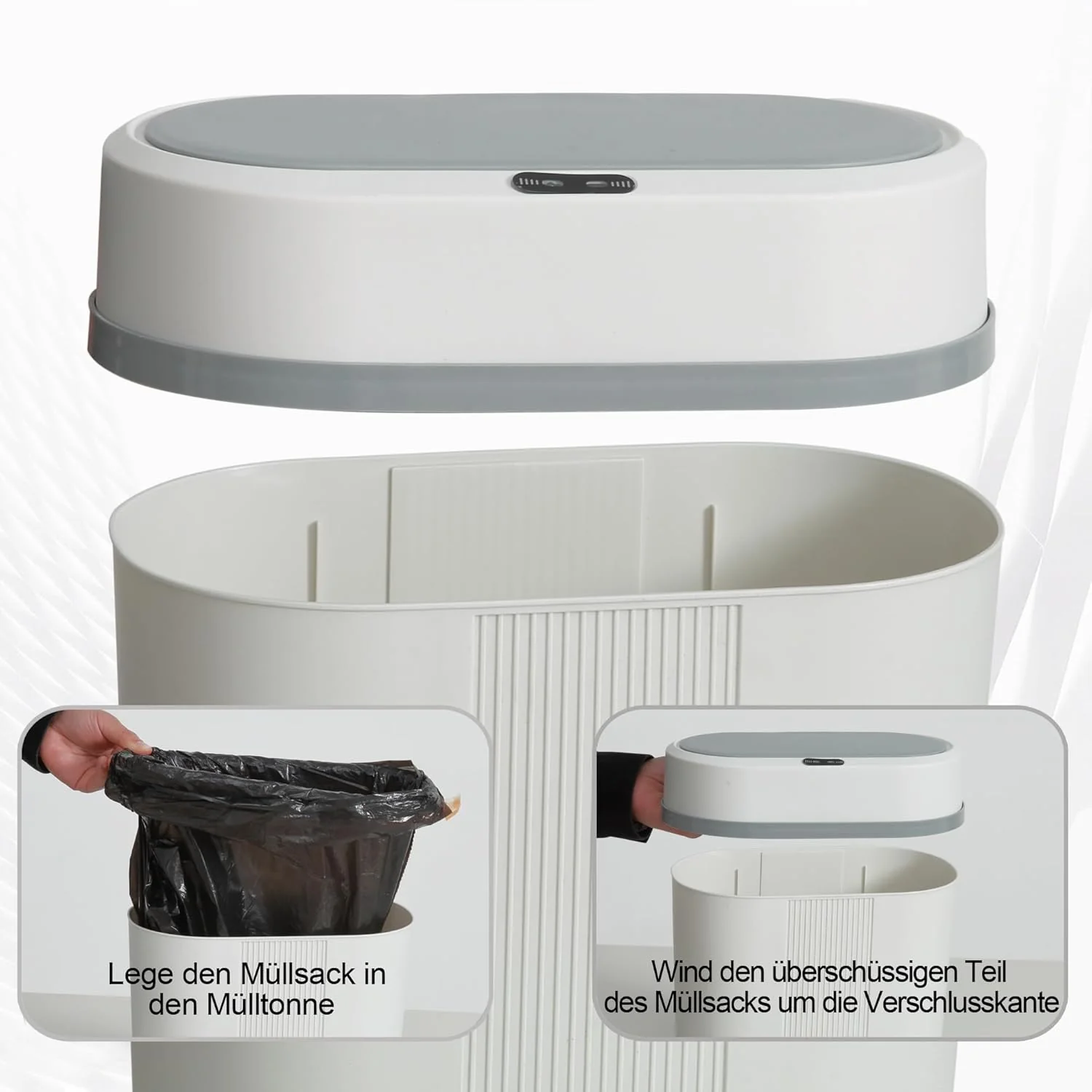 2er Set Mülleimer Bad mit Sensor, 8L Elektrischer Mülleimer mit Deckel, Schmal 15cm Automatischer Mü - Image 3