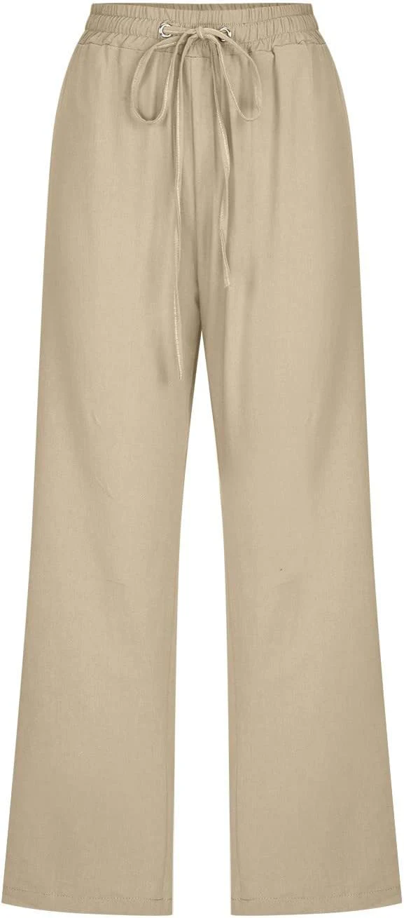 3/4 Hose Damen Sommer Musselin Hose Leinenhose Sommerhose Leicht Caprihose Stretch Straight Leg Frei - Image 4