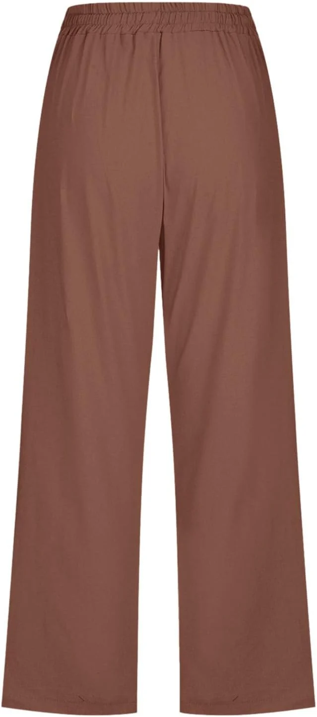 3/4 Hose Damen Sommer Musselin Hose Leinenhose Sommerhose Leicht Caprihose Stretch Straight Leg Frei - Image 5