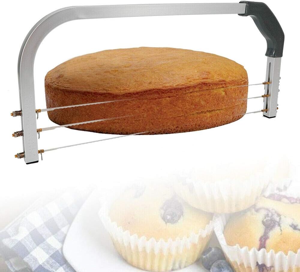 3 Drähte Tortenschneider Edelstahl & Alu Alloy, Professionelle grosse Kuchen Zwischenschicht Cutter, - Image 4